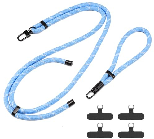DUX DUCIS Paquete de 2 Cordones Universales para Teléfono, Correa Cruzada Ajustable (1.6m) y Correa de Muñeca (0.33m) con 4 Parches, Accesorios Manos Libres para Viaje y Uso Diario