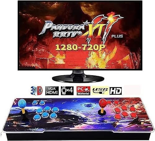31900 Spiele in 1 Pandora's Box Arcade, 3D Arcade Spielekonsole mit 2 Joysticks, 1280x720 Full HD, VGA, HDMI, Unterstützung Suchen/Speichern/Verbergen/Pause Spiel