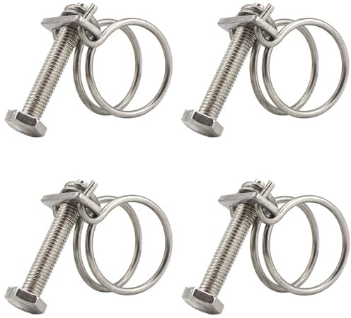 304 Stainless Steel Double Wire Pipe Clamp Heavy Duty 3mm Thick Water and Gas Clip 4-Pack(Φ40-44mm*3mm)