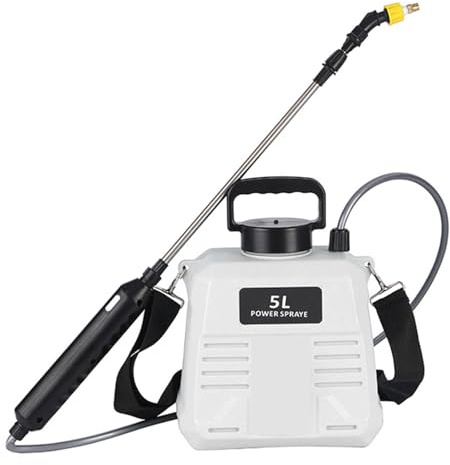 MHADBKH Pulverizador de jardín eléctrico recargable de 5 L, 4 patrones de nebulización, varita telescópica, agua para jardín, pulverizador inalámbrico con correa ajustable para el hombro
