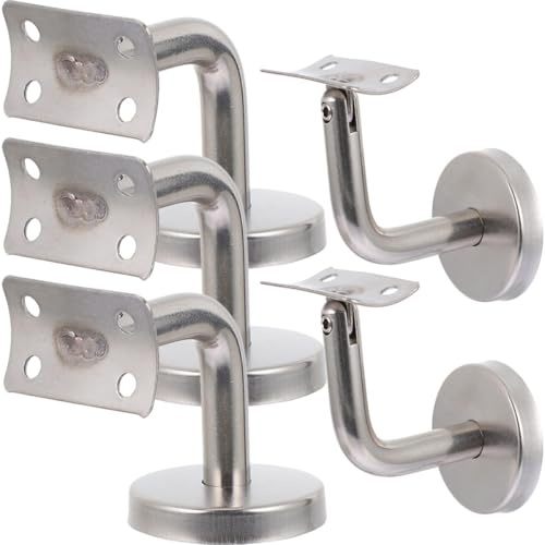 NAMOARLY Lot de 5 Supports de Rampe D'escalier en Acier Inoxydable, Support Mural de 7, Dimensions 60x60 Mm, Fixation Stable pour Main Courante Intérieure et Terrasse
