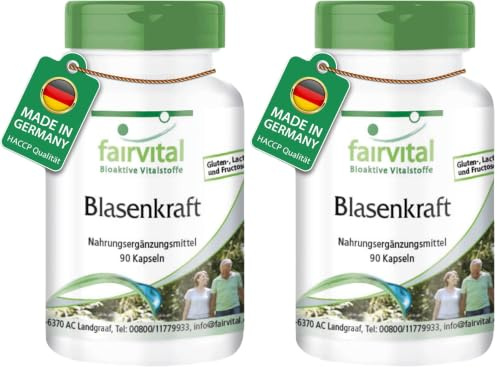 fairvital Cápsulas para la vejiga, 90 cápsulas, con semillas de calabaza, vara de oro, sumac, hipérico y vitamina E, ALTA DOSIS, VEGANO (Paquete de 2)