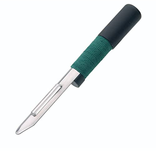 KitchenCraft Traditional Lancashire Potato Peeler, Plastic / Stainless Steel Peeler for Kitchen, Black / Green, 16cm (6.5'')