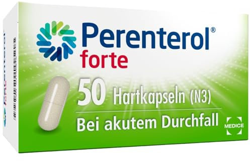 Perenterol forte 250 mg 50 Kapseln - Durchfall Medikament zur Vorbeugung & Behandlung von akutem Durchfall - entzündungshemmend - verhindert übermäßigen Flüssigkeitsverlust