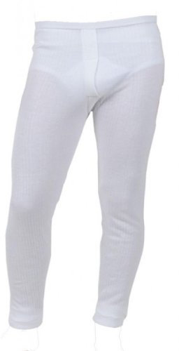 1x Pair of Mens Thermal Long Johns - Brushed Inside for Extra Warmth (Large, White)