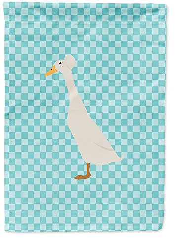 Caroline's Treasures BB8033CHF Bali Duck Blue Check Flag Canvas House Size, Large, multicolor