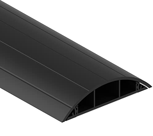 Habengut Fußboden-Kabelführung aus PVC Schwarz, halbrunde Kabelbrücke für bis zu 3 Kabel / Breite 7,5 cm, Länge 1,5 m