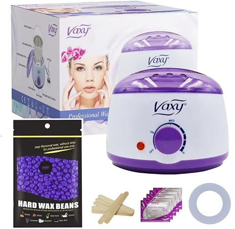 Wax Warmer, Hair Removal Waxing Kit, Electric Pot Heater Melts with Accessories. Painless Rapid Waxing of Face, Body, Bikini Area, Total Home Waxing Solutions for Men & Women by Vaxy (Lavender)