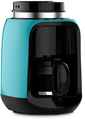 LTLWSH Bean to Cup Coffee Machine, Filter Coffee Maker 6 Cup Mini Travel Coffee Maker with Coffee Grinder and Glass Carafe Permanent Reusable Filter Anti-Drip System, 600w