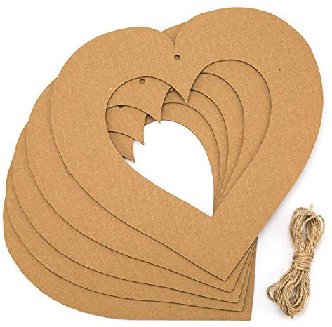 20 Pieces Valentine's Day Hanging Heart Wreaths Paper Heart Valentine's Day Hanging Ornaments Decorations with 20 Pieces Strings Ropes for Wedding DIY Craft Festival Valentine's Day Decoration Crafts