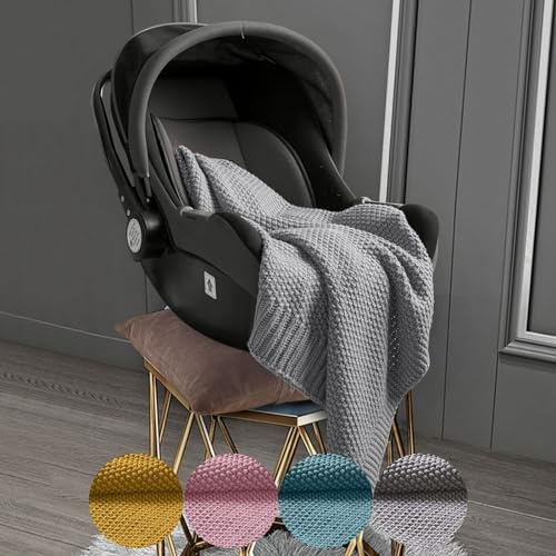 wometo Babydecke Strickdecke Oeko-TEX Wolle-Look grau 70x100