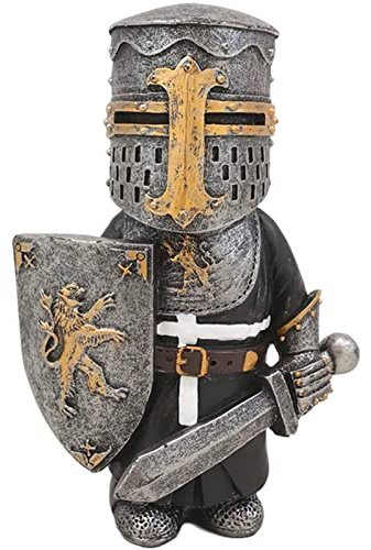 Adove Knight Garden Gnome Guard Figurines, Resin Medieval Knight Armor Gothic Statue Funny Military Ornaments Outdoor