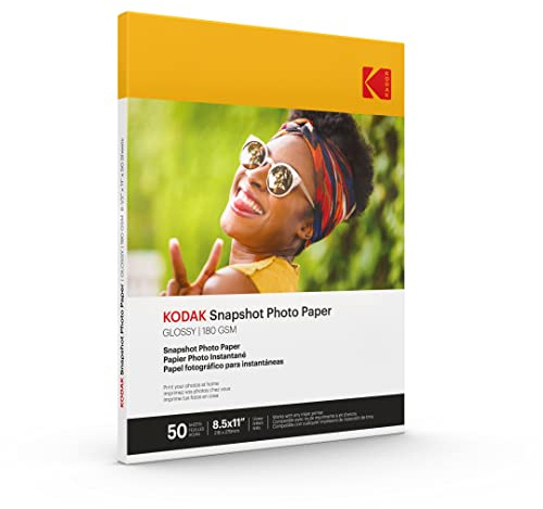 KODAK Photo Paper Gloss 8.5 X 11 SNAPSHOT 50 count, 48lb-180 g/m 2-8.5MIL (41301)