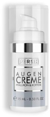 PERSH Augencreme - Power-Kombination aus Hyaluronsäure, Koffein & Dermochlorella D | Mindert Tränensäcke, hellt Augenringe auf | Vegan & ohne Tierversuche | 15ml