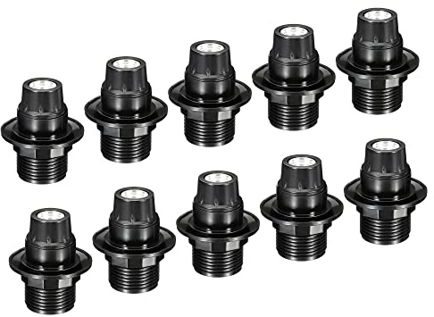 PATIKIL E14 Bombilla Soporte Luz Zócalo, 10 Paquete Tornillo Rosca LED Bombilla Lámpara Soporte para Colgantes Luces, Negro