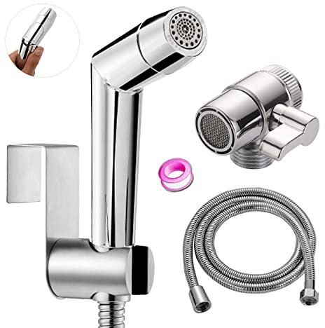 Doccetta bidet a mano, doccetta regolabile ABS Cromo kit spray per pannolini per bambini, con erogatore per rubinetto, tubo e gancio o supporto a parete