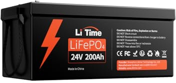 LiTime Batterie 24V Lithium 200Ah, Batterie LiFePO4 avec 200A Protection BMS et 4000-15000 Cycles Profonds, Maximale 5120W, sans Entretien Parfait pour Camping-Car, Système Solaire, Bateaux | 100A BMS, Max. 15000 Cycles, Énergie 5120Wh, Protection Anti-froid, Max 4P4S, pour Camper Van, Camping-Car, Hors Réseau
