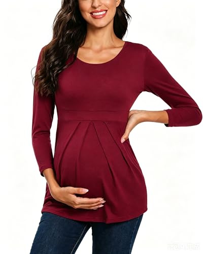 Love2Mi Camiseta de mujer para embarazadas, con manga de 3/4, elegante y bonita blusa de maternidad, M