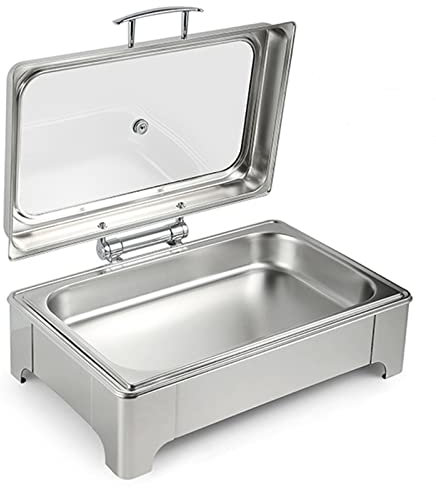 PROPFE Electric Buffet Server Portable Hot Plate 9L Food Warmer with Transparent Lids Adjustable Temperature Detachable Chafing Dish Catering Buffet Serving Tray,double grid