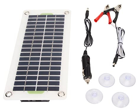Focket Caricabatterie da Auto a Pannello Solare con 2 uscite USB, 30W 12V 24V Kit Pannello Solare Portatile Impermeabile con Spina accendisigari e Clip per Batteria per Auto, Barche