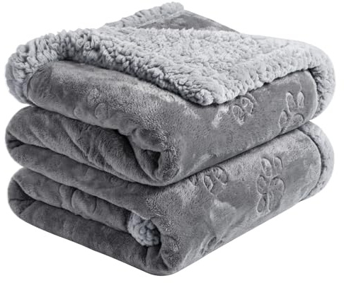 PETTOM wasserdichte Hundedecke Sherpa-Fleece 127x100cm | Flauschig & weich, beidseitig verwendbar, waschbar, schützt Sofa & Bett vor Schmutz, ideal für Zuhause & unterwegs