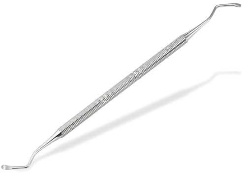 Profi Eckenheber für Fußnägel Edelstahl Fußpflegeinstrument mit ovalen Ende | Fußpflege Doppelinstrument Pediküre Tool zum Reinigen und Anheben des Fußnagels oder Nagelreiniger in Fachhandel Qualität