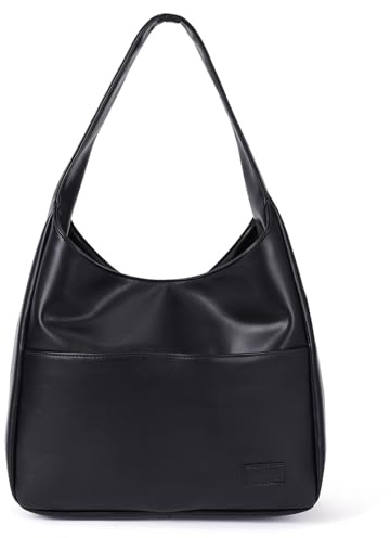 Juoxeepy Kunstleder Tote Bag für Frauen - Umhängetasche, College, Leder Hobo Handtasche, Arbeitstasche, Geldbörse - Schwarz, Einheitsgröße