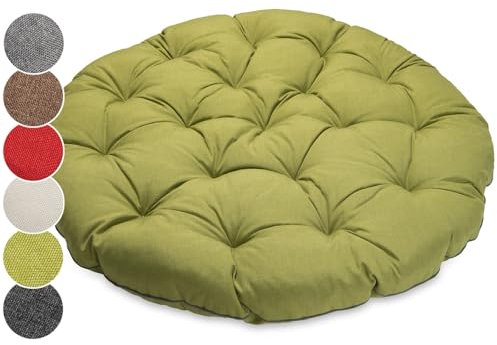 sunnypillow Polster für Papasansessel - rund Durchmesser 120 cm Dicke 15cm, UV - beständig wasserdicht Outdoor/Indoor - Bodenkissen Kissen für Gartenmöbel - Sitzauflage Auflage für Papasan - Grün