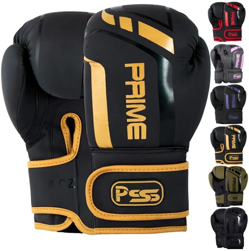 PSS PU matt läder barn boxningshandskar 113 g, 170 g, 236 ml boxningssäck MMA Muay Thai för Fighting, Aggressive & kickboxing junior Sparring junior träningshandskar 1025 (1025 gyllene, 10 Oz)