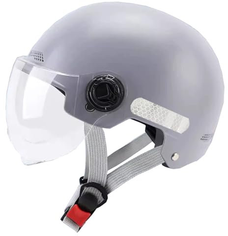 Aperto Caschi da Moto Portatile Jet Casco Scodella ECE Omologato retrò Motociclo Aperto Faccia Casco Donna Uomo Scooter Casco per Moto, Adult Cruiser Chopper Mezzo Casco