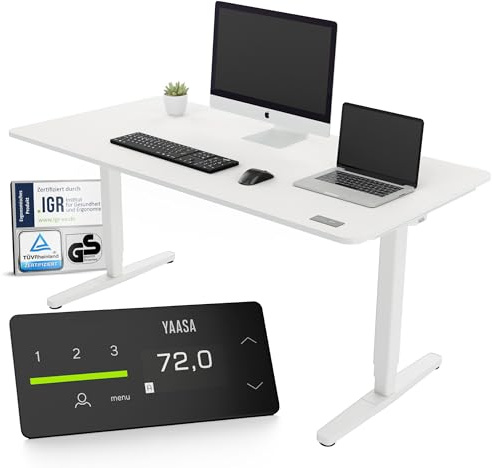 Yaasa Desk Pro 160x80cm, Schreibtisch elektrisch höhenverstellbar Weiß,Büro