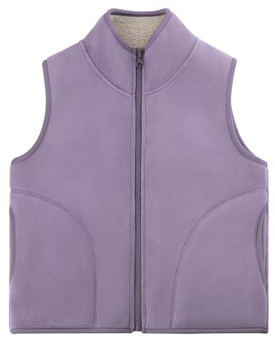 ANIMQUE Bebé Niños Forro Polar Chaleco Cuello Alto Cremallera Espesar Sin Mangas Chaqueta Otoño Invierno Cálido Llanura Padre-Hijo Tapas Abrigos, Morado 110
