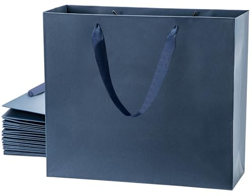 SEECGOO Königsblaue Geschenktüten mit Griffen, 12 Stück Papier Geschenktüten Groß, Wiederverwendbare Taschen für Weihnachten, Geburtstag, Hochzeiten, Einkaufen, 32 x 11.5 x 28 cm