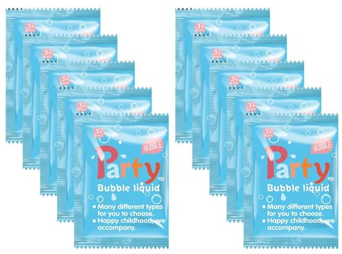 Paquetes de recarga de burbujas – Paquete de 10 soluciones concentradas para burbujas de 10 ml | Jabón líquido seguro y portátil para máquinas de burbujas, baquetas y juguetes | Regalo perfecto