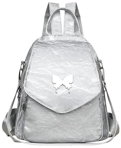Vhersily 2025 Angebote - Damen Rucksack Casual Umhängetasche Schultertaschen Dame Schultasche Wasserdicht Handtaschen Rucksack Mädchen Schulranzen Rucksäcke für Reisen, silber, Einheitsgröße