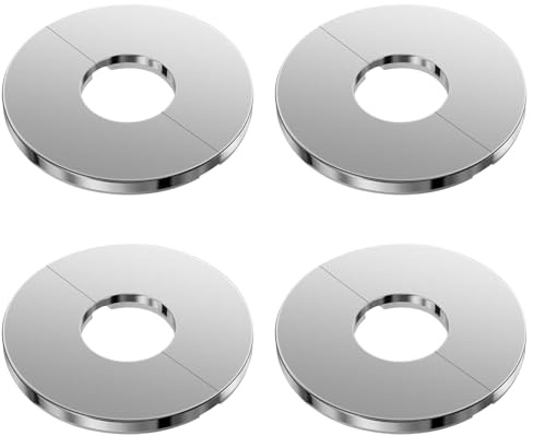 GisWell Set of 4 stainless steel pipe covers, heating pipe rosettes, cover rosettes, 24 mm, tap rosette, pipe collar, fitting cover, rosette