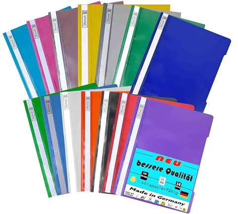 Brunnen Schnellhefter 14er Set für Format A4 aus PVC - langlebig und stabil – perfekte Organisation Ihrer Dokumente - für Schule und Büro