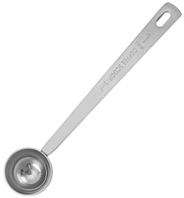 Porceosy Cuchara de café de acero inoxidable, cuchara medidora de mango largo, 5 ml, 10 ml, 15 ml, 20 ml, 30 ml, herramienta de medición de cocina para café molido, té suelto en polvo, 5 ml