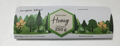 Generisch 100 Etiketten Wald/Baumlandschaft f. 250g Honigglas, Honig abfüllen, Imker Honigglasetiketten Honigetiketten Imkerbedarf Imkereibedarf Silkes