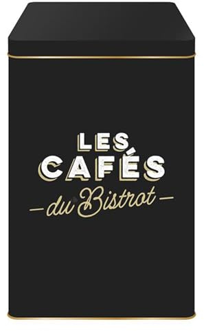 Boite de conservation pour le café en métal à rayures collection AU BISTROT noir