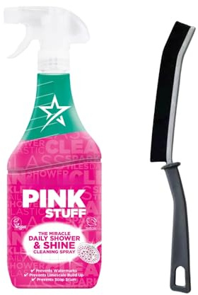 Daily Shower and Shine Spray 850 ml with Crevice Cleaning Brush | Bathroom Cleaner Duo Prevents Limescale, Soap Scum & Watermarks | Multi-Surface Spray for Daily Use