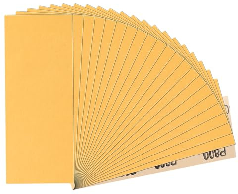 STEBRUAM 21 stycken sandpapper 93 x 230 mm 800 korn vått och torrt sandpapper för bil/trämöbler/sten/lack/metall/glas (gul)