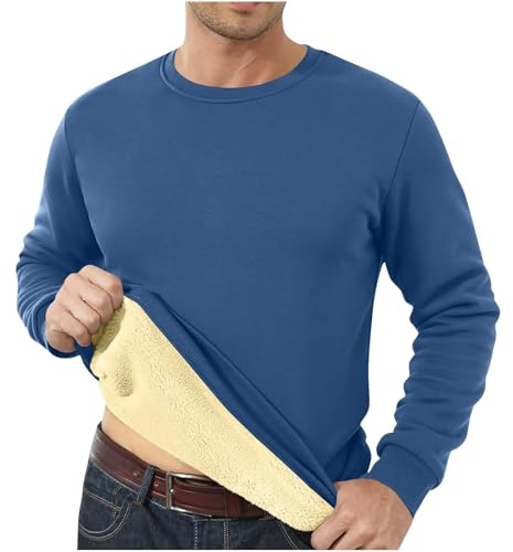 Générique T-Shirt à Manches Longues pour Homme - sous-vêtements Thermiques - Couleur Unie - en Polaire Thermique - Col Rond - Hauts Chauds et doublés - sous-vêtements Fonctionnels - sans Capuche