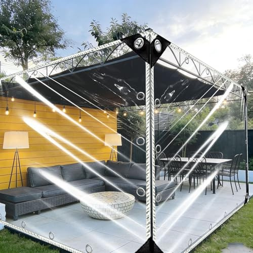 Telone Trasparente con Occhielli 1 x 3.8 m con Occhielli, Pvc, Isolamento, Impermeabile Occhiellato Copertura per Barche, Legno, Piscina, Mobili da Giardino, Auto, Bianco