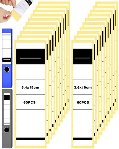 Acual Ordnerrücken Selbstklebend 120pcs, Ordner Rückenschilder Breit&Schmal | Ordneretiketten,Ordnerrücken Aufkleber,Aktenordner Aufkleber 5,4x19cm&3,6x19cm,für Bibliothek,Archivierung
