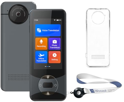 Wooask W10 Sprachübersetzer Gerät Ohne Internet, Übersetzer Echtzeit 140+ Sprachen Und Akzente Mit Wifi/Offline/Foto UnterstüTzung FüR Reisen,Lernen und Business (Schwarz)