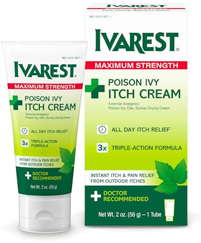 Ivarest Poison Ivy Itch Cream, 2 Ounces, Poison Ivy Cream, Max Strength Poison Ivy Relief, Poison Ivy Treatment, Poison Oak, Insect Bite Relief, Fast-Acting Itch Relief, Anti-Itch, Medicated, 1 Pack