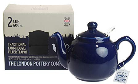 London Pottery Farmhouse Small Teapot with Infuser, Ceramic, Cobalt Blue, 2 Cup (600 ml)