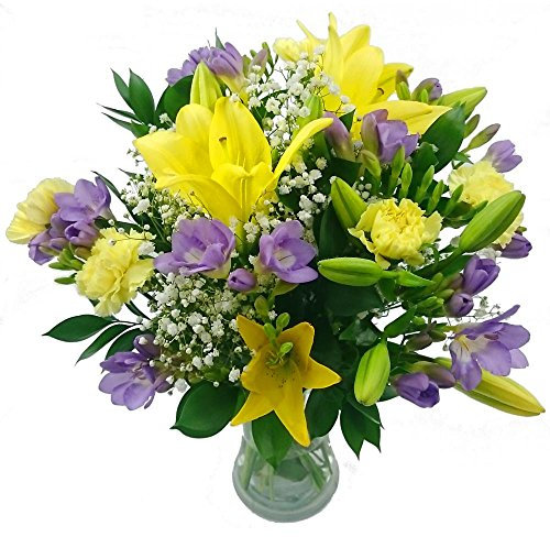 Clare Florist Wonderful Freesia and Lily Fresh Flower Bouquet - Beautiful Lilies and Freesia Flowers Expertly Arranged