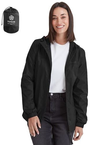 TOG24 Craven Womens Waterproof Packaway Rain Jacket with Bag, Full Length Zip and Adjustable Hood, Breathable, Windproof, Suitable for Hiking and Outdoors